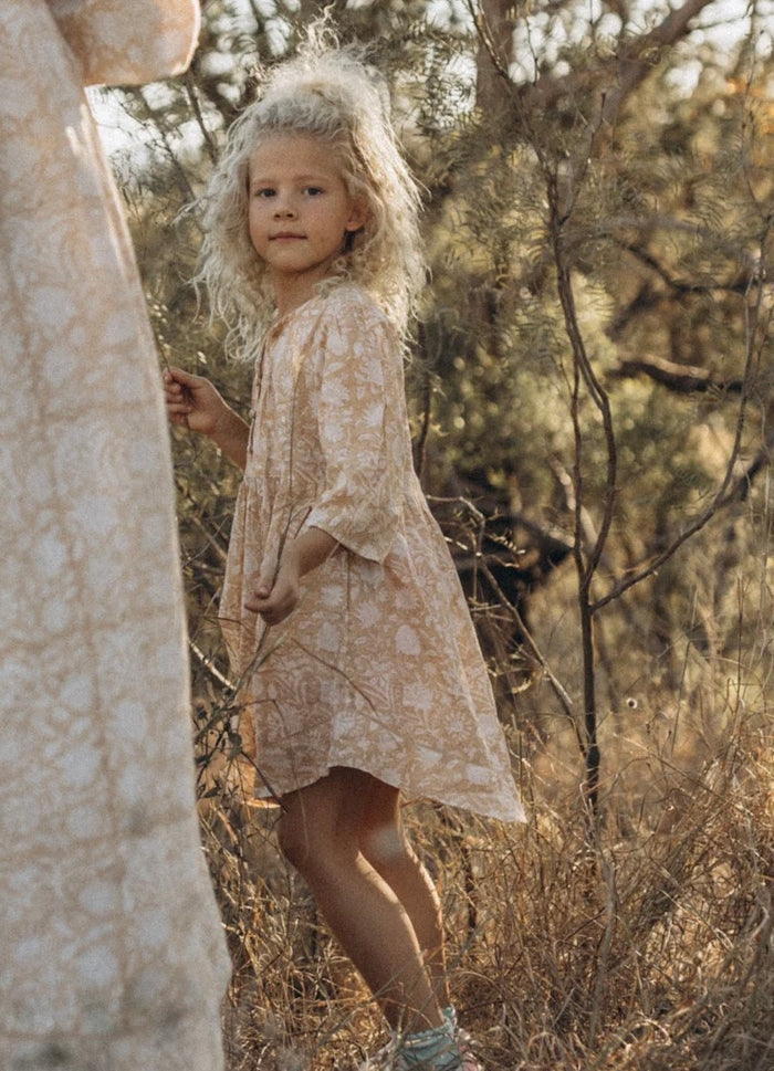 Leona Girls Dress : Golden Turmeric