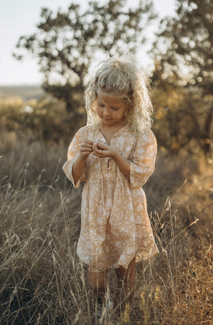 Leona Girls Dress : Golden Turmeric